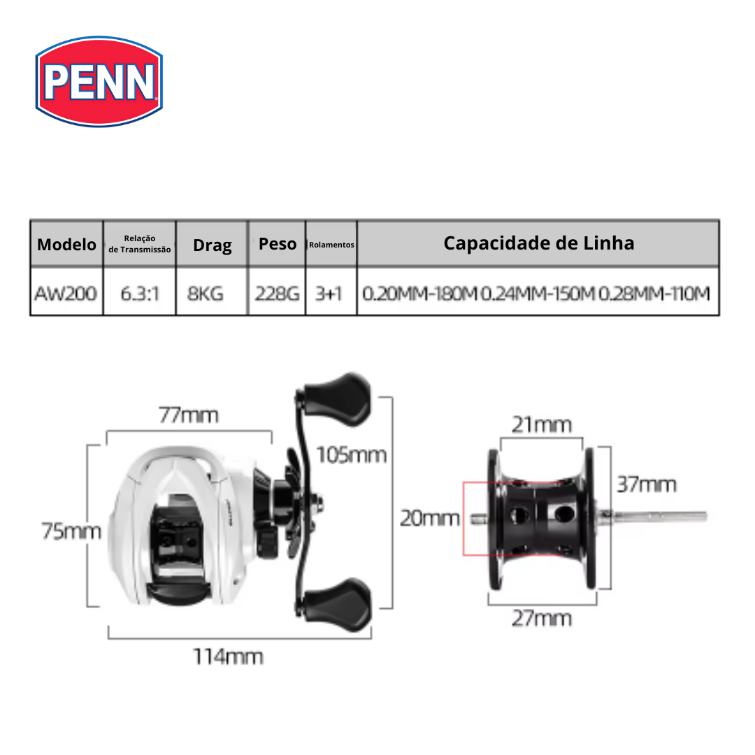 PENN AW200 8KG Drag Reel